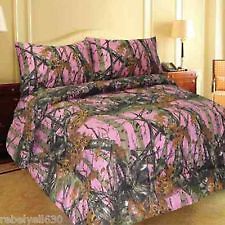 BED IN BAG SET PINK CAMO SHEETS & COMFORTER WOODS 4 PC SET TWIN 