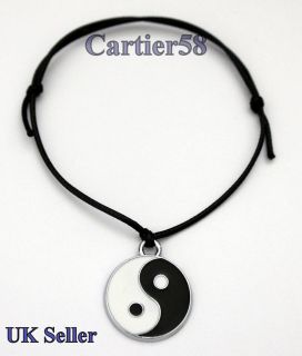 Lucky Enameled Yin Yang Wish Charm Friendship String Bracelet (GCXS34)
