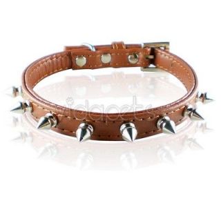 14 17 brown spiked leather dog collar medium spikes time