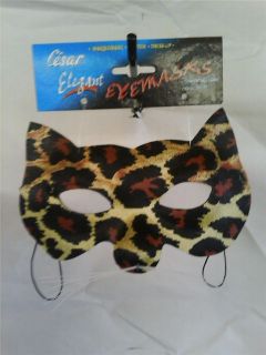 Leopard Cat Mardi Gras Eye Mask with Whiskers Masquerade Costume 