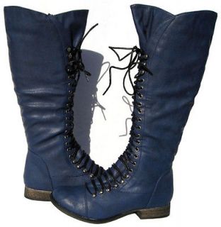 New Womens Motorcycle Riding Boots Blue shoes winter snow Ladies size 