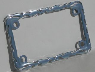   Show Chrome Flame License Plate Frame for Sport & Cruiser Motorcycle