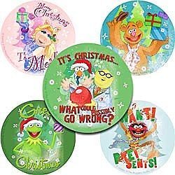 Circle Stickers ★ Christmas Muppets Fozzie Kermit Miss Piggy 