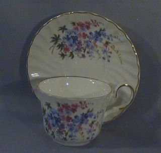 Regency England English Bone China Cup and Saucer Flowers