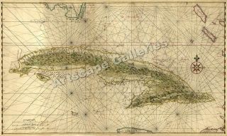1639 island of cuba caribbean treasure map 24x40 time left