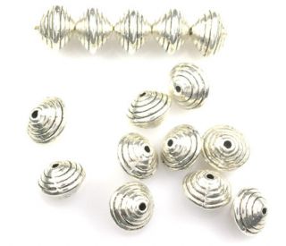 16 silver plated pewter spiral beads 9mm 