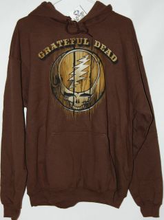 Grateful Dead Steal Your Face Wood Carved design brown Hoodie by 