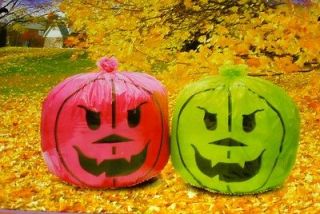 Halloween 2pc Pink/Green Pumpkin Leaf/Lawn Bags Decorations NEW