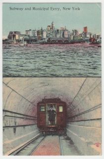 Postcard Train   Subway and Municipal Ferry, New York City c.1900