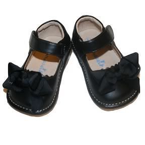 new girls black add a bow squeaky shoes size 5 6 7 8