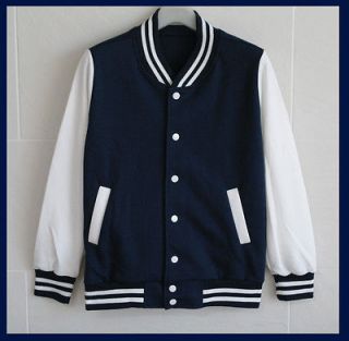 Men Baseball Jacket/Letterman Varsity jacket Navy color L sz