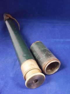 Green Leather Bound Victorian Single Draw Telescope By Holmes Of 