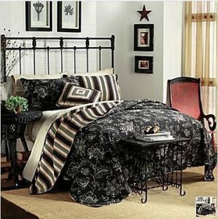 4p Full/Queen QUILT~Black,Wh​ite,American Living~Cotton Fill~ with 