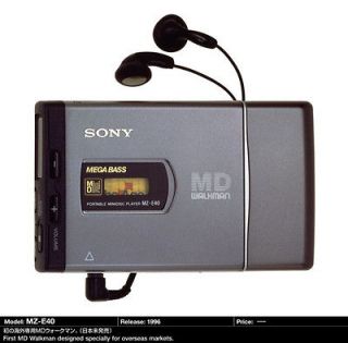 Sony MZ E40 Portable MiniDisc CD Player W/ Case Power Adaptor Mini 