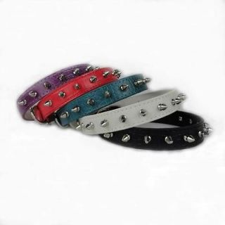 Spiked Studded Gator Leather Dog Pet Collars Size XS S M L 5 Colors 