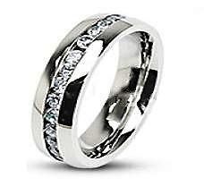 stainless steel mens cz eternity wedding band ring size 11