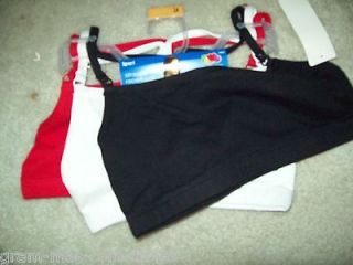 PACK OF WOMENS SPORTS BRAS RED BLACK AND WHITE FRUIT OF THE LOOM