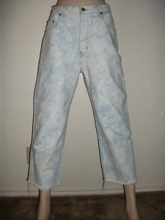 pocket cut off capri denim jeans tie dye size 32