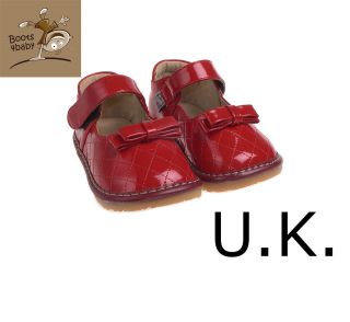 girls infant squeaky shoes red bow patent leather