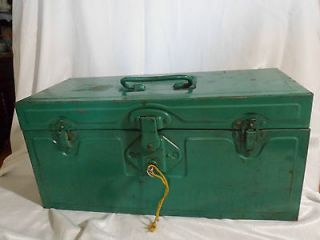 VINTAGE Green EXCELSIOR, Stamford utility BOX Chest TACKLE 14x6.5x6 