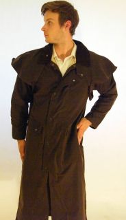 Brown Long Stockman Oilskin Wax Cotton Riding Jacket Coat Brand New