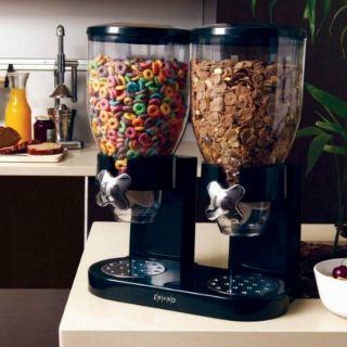   Double Canister Dual Dry Food Cereal Indispensable Dispenser Storage