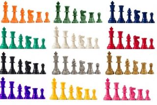 Chess Pieces Blue Red White Black Purple Pink Green Orange Silver Gold 