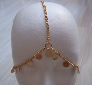 Gold Colour 3 Strands Coins Style Head Piece/ Head Chain /Forehead 