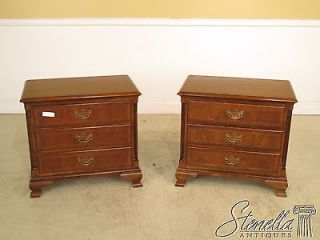 21130 pair baker inlaid walnut 3 drawer nightstands time left
