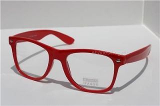 Large Red Retro Vintage Clear Lens Sun Glasses Nerd EMO GEEK