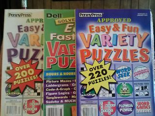   Easy & Fun & Solvers Choice Easy FastnFun Variety Puzzle Books NEW