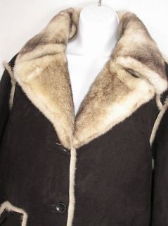 Dennis Basso Womens Black Faux Suede & Faux Fur Coat Jacket Sz. M