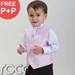 Baby Boys Pink Suit Wedding Pageboy Prom Waistcoat Suits Age 0 3m   12 