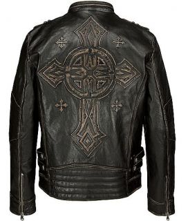 New AFFLICTION Black Premium Leather Jacket ANY SUNDAY Size S 10OW425