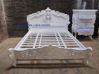 BESPOKE Super King WHITE Black or shabby cream French wood ROCOCO Bed 