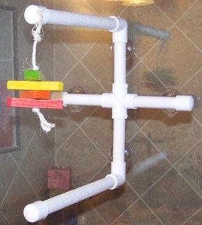 BIRD PERCH SHOWER / WINDOW DOUBLE PERCH FOR SMALL PARROTS