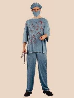 Adult Mens Halloween Blood Splattered Surgeon Fancy Dress Costume