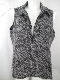Susan Graver Size 1X Zippered Tapestry Vest with Full Lining in Gray