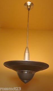 Vintage Lighting antique 1930s Art Deco aluminum pendant ceiling light
