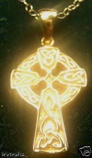   Sterling Silver Celtic Cross Pendant Necklace Irish Made chain b v