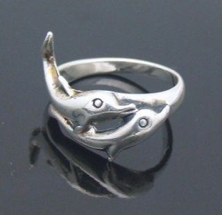Dolphin Ring Sterling Silver Size 6.75 Swimming Porpoise 3.2 Gram 