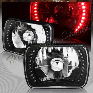   Sealed Beam Replacement Red LED Black/Chrome Clear Headlight Lamps