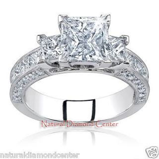 37 Ct Princess Cut Diamond Three 3/Stone Engagement Anniversary Ring 