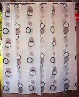 black grey circles on white fabric shower curtain one day
