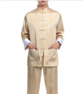 2012 mens silk satin suit kung fu tai chi pajamas sz M.L.XL.2XL.3XL