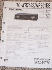 sony tc wr745s wr80 1es cassette service parts manual time