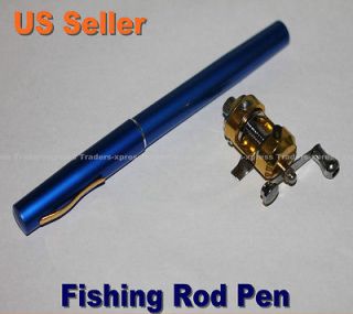   Pocket Aluminum Alloy Fishing Fish Pen Rod Pole Blue 100% US shipping