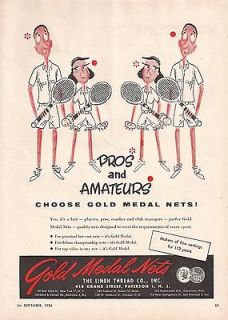 odd vintage 1954 gold medal nets tennis nets print ad