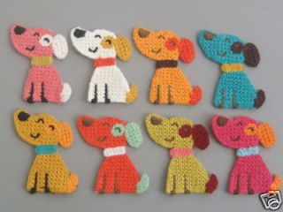 Lot of 8 Crochet Cat Face Appliques 8 Colors A139