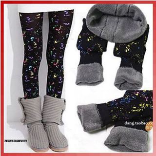   Warm Doodle Bamboo Black Thick Terry Tights Footless Leggings Pants